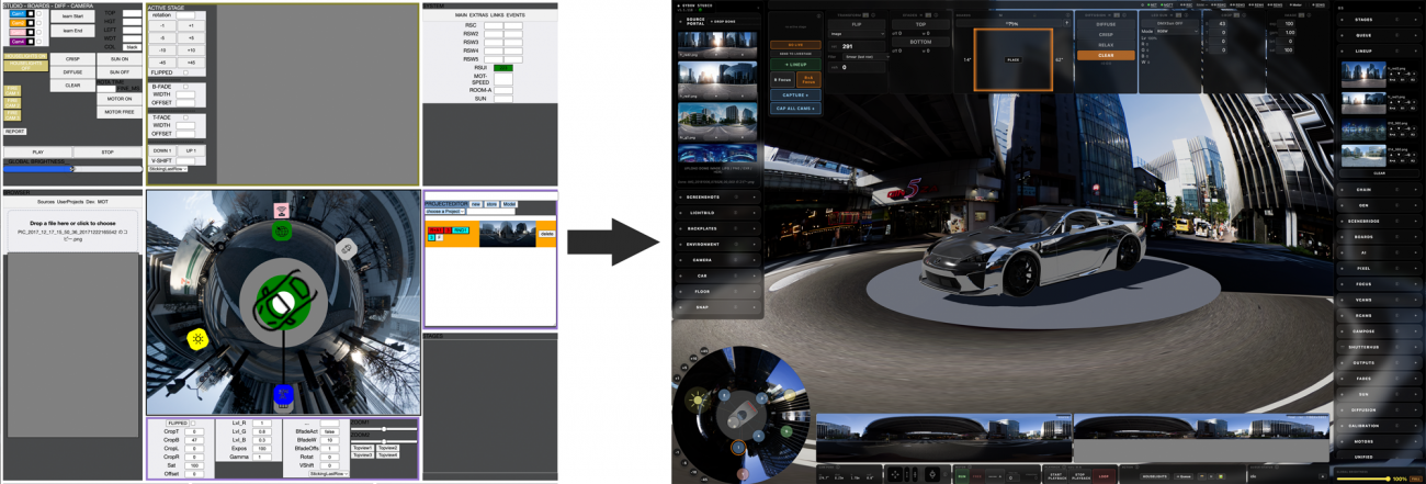 フォトグラファーがGYBOWのセッティングを直感的に把握できるよう、表示を3Dにして視認性とUIを高めたアプリとなった。事前に撮影のシミュレーションができるため、スタジオで追い込める時間が増える。